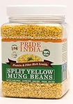 Pride Of India -Split Yellow Mung Lentils - 1.5 lbs (680 gm) Jar -Used for Both Sweet & Savory Dishes - Soups, Kitchari, Snacks & Puddings etc- Excellent Source of Protein 10g & Fiber 7.5g per serving