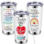 Hoolerry Teacher Gifts for Women Teacher Appreciation Gifts Teacher Tumbler with Straw Teacher Cup 20 oz Stainless Steel Teacher Mug for Travel Birthday Thanksgiving Christmas Gifts(Stylish Style)