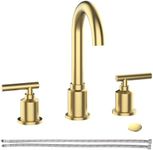 Bathroom Faucet, Brushed Gold Widespread Bathroom Sink Faucet, 8 Inch Bathroom Faucet for Sink 3 Hole with Stainless Steel Pop-up Drain, Modern and Beautiful for Your Bathroom(Brushed Gold)