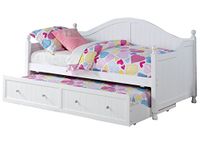 APRODZ Mango Wood Enmore Daybed with Trundle Bed for Home | Bed for Bedroom, White Finish