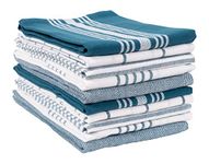 Kitchen Towels Bulk 10 Pack -18 x 28 Inch Soft Cotton Cloth Tea Towels, Mixed Set of Absorbent Dish Towels for Hand Drying & Cleaning Dishes, Durable & Colourful Tea Towels (Teal)