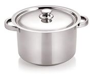 Chef Direct Stainless Steel Stock Pot with lid 8.5 Liters - Silver 26cm (Diameter 26 CM, Height 17.2 CM)