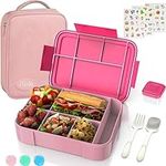 iNeibo Bento Box Lunch Box, 1330ML Bento Box for Children Kids Adults with 6 Compartments Cutlery Set, Lunch Bag and Cute Stcikers, Leak Proof for Lunch, School, Nursery, Kindergarten, Picnic