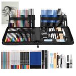 Essenza 83 Pieces Professional Sketching Kit for Artists, Shading Drawing Tools Zipper Case with Graphite Charcoal Sketch Pencils, Double Ended Extenders, Ideal for Beginners