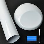 LZLRUN White High Gloss Vinyl Realistic Paint Wrap Roll Car Sticker Film Decal Bubble Free Come with Installation Tool Set (1ft x 5ft)