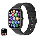 UHOOFIT Smart watch Make and Receive Calls, Fitness Activities Smart Watch Men Women with Pedometer IP67 Waterproof Watch with Local Music Voice Assistant Compatible with Android iOS(Black)