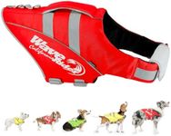 Zooland Dog Life Jacket with Reflective Stripes, Adjustable High Visibility Dog Life Vest Ripstop Dog Lifesaver Pet Life Preserver with High Flotation Swimsuit for Large Dogs