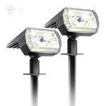 Solar Spot Lights Outdoor, 2 Pack 60 LED/3 Modes Solar Motion Sensor Lights with Optical Lenses, IP67 Waterproof Outdoor Solar Lights, Auto ON/Off Solar Lights Outdoor for Yard, Garden, Lawn