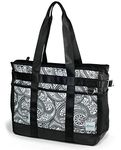 Teacher Utility Tote Bag with Multiple Pocket Lightweight Organizer Handbag for Nurses and Soccer Moms Black Size: One Size