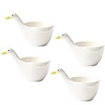 WAIT FLY 4pcs Cute Duck Shape Ceramic Dessert Bowls/Seasoning Dishes/Dipping Bowls/Ketchup Saucer/Tea Bag Holders for Salad Pudding Yogurt Best for Home Kitchen