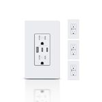 TOPELER 4Pack USB Outlet, 30W 6.0A USB C Wall Receptacle with 3 USB Port, 15 Amp TR Receptacle with Type A & Type C USB Charging Ports, ETL & FCC Listed, Screwless Wall Plate Included, White