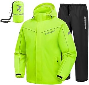 Rain Suit for Men, Packable Waterproof Rain Jacket & Pants, Reflective Raincoat Rain Gear for Outdoor Golf Hiking Fishing