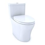 TOTO® Aquia® IV One-Piece Elongated Dual Flush 1.28 and 0.9 GPF Universal Height, WASHLET®+ Ready Toilet with CEFIONTECT®, Cotton White- MS646124CEMFGN#01