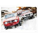 MINSEOK Watercolor Car Posters Room Decor Premium A3 Art Old Car Print Pictures Perfect Car Wall Art Gift Dynamic Red Vintage Old Cars