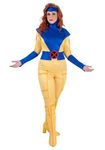 Jazwares X-Men Classic Jean Grey Costume for Women - Mutant Superhero Jumpsuit and Cowl Large