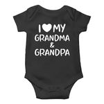 I Love My Grandma And Grandpa Funny Infant Novelty Romper Premium Quality Baby Bodysuit (Black, 3-6 Months)