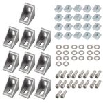 EYPINS 10 Pcs 4040 Aluminum Angle Mounting Brackets, 90 Degree Corner Connector 4040 Extrusion Profile L-Shape Angle Joint Brace Brackets with 8mm Slots, Fastener with M8 Hexagon Screws and T-Nuts