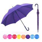 RUMBRELLA Purple UV Stick Umbrella Auto Open UPF 50+ with J Hook Handle 50IN