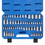 CASOMAN Master Torx Bit Socket and External Torx Socket Set, 60-Piece Set, S2 and Cr-V Steel，E4-E24, T6-T70,TT6-TT70,TP8-TP60