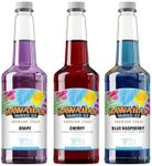 Hawaiian Shaved Ice Syrup Quart 3-pack, Cherry, Grape, & Blue Raspberry, for Slushies, Italian Soda, Seltzers, Popsicles, & More, No Refrigeration Needed, Allergy-friendly