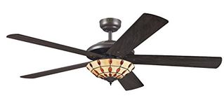 Westinghouse Ceiling Fans 72485 Comet Tiffany 132 cm Espresso Indoor Ceiling Fan, Light Kit with Tiffany Glass