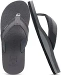 KuaiLu Men's Yoga Mat Leather Flip Flops Thong Sandals with Arch Support Grey Size 10