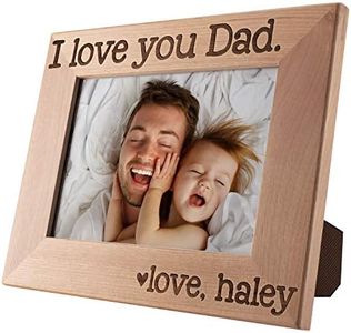 I Love You Dad, Personalized Picture Frame, Father's Day Gift | 5x7 | Custom Engraved Frames w Name - Gifts for Dad From Daughter, Son - Christmas, Birthday Gift