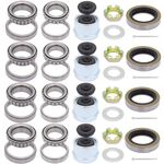 4 Sets L68149 L44649 Boat Trailer Axle Hub Bearing Kit, 171255TB/10-19 Grease Seals, 171255TB/10-19 Grease Seals, Spindle Nuts, 1.98" Dust Covers and Rubber Plugs, Cotter Pins,Washers for #84 Spindle