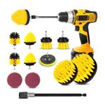 Drill Brush Cleaning Attachment Set – 12 Pack Power Scrubber Brush Kit with Drill Bit & Polishing Pads, Multi-Purpose Cleaning Brushes for Bathroom, Kitchen Tiles, Tub, Sink & Surface Cleaning