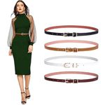 STARFLYER Skinny Women Leather Belt for Dresses Thin Waist Belt for Jeans Pants with Buckle Slim belt patti belt. (4 SET MULTI)