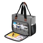 Coopay Cross Stitch Bag Storage, Embroidery Project Bag, Craft Bags with Compartments, Large Bag for Store Embroidery Floss Organiser, Punch Needle Kit and Embroidery Hoops, Moistureproof, Grey