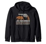 44 Magnum big bore hunting revolver, bear outdoor trail tee Zip Hoodie