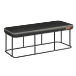 VASAGLE EKHO Collection - Bench for Entryway Bedroom, Synthetic Leather with Stitching, Ottoman Bench with Steel Frame, Living Dining Room, Mid-Century Modern, Loads 300 kg, Ink Black LOM073B51