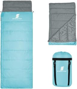 Amazon Brand - Symactive SSB001 Camping Sleeping Bag Rectangular Shape 210T Polyester Lining 5°C to 20°C Winter Hiking Trekking Travelling Comforter for Adults (7 Feet, 1.2KG, Sky Blue)