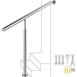 Happybuy Step Handrail Stainless Steel Stair Railing for in-and Outdoor Use Metal Hand Rails for Steps, 80 x 90 cm, Silver