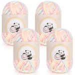 Aeelike Chenille Yarn Set 400g, 4 Pack Plush Chunky Chenille Yarn Gradient, Soft Fluffy Baby Velvet Thick Chunky Knitting Wool for Crochet Amigurumi, Blankets, Scarves, Socks & DIY Crafts, Rainbow