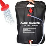 Krupaksh 5 Gallons Camping Shower Bag Solar Heated Portable Shower Bag & Removable Hose - Ideal For Camping, Hiking And Travel Portable Outdoor Shower Showering Heating Pvc Water Bag (1Pcs) (20 Liter)