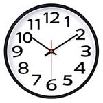 Wall Clock Silent Non-ticking 12 Inch/30CM Modern Wall Clocks Decorative Quality Analog Quartz Clock Great for Kitchen Living Room Bedroom Office School Home Decor,3D Numbers Easy to Read,Black