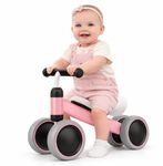 EXVITO Kids Baby Balance Bike for 1-2 Years Old Boys and Girls, Toddler Best Birthday Gift | Toddler Bike with 4-Wheel Stability | Easy to Use Effective for Hardwood, Tile, and Laminate (Pink)