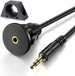 3.5mm Male to 3.5mm Female Car Truck Dashboard Waterproof Flush Mount 3.5mm 1/8" AUX Audio Jack Extension Cable with Mounting Panel for Car Boat and Motorcycle (3 Feet)