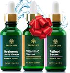 Tree of Life Beauty Facial Skin Care Set, Brightening, Firming, Hydrating, Dry Face, Dermatologist Tested - Trio Power Kit, Vitamin C, Retinol and Hyaluronic Acid, 3 count of 1 Fl Oz