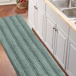 Turquoize Bathroom Runner Rug for Indoor Extra Long Chenille Area Rugs Non Skid Fluffy Soft Shaggy Rug Dry Fast, Machine Washable, 59 x 20 inches, Duck Eggshell Blue