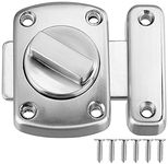 Litensh Bathroom Toilet Door Latch Rotate Bolt Gate Latch Stainless Steel Door Lock, Brushed Safety Cabinet Slide Lock Latch (55MM, Silver)