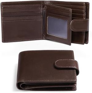 GOIACII Mens Wallet Large Capacity Genuine Leather RFID Blocking Bifold Wallets for Men with ID Window and 15 Card Slots, Type 1 Coffee, Rfid Wallet