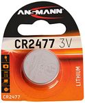 ANSMANN CR2477 Coin Battery [Pack of 1] Lithium 3V Button Cell Ideal For Car Starters, Garage Door Openers, Computer Memory Back, Watches, Pagers and, Calculators 1516-0010