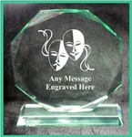 GLASS DRAMA THEATRE 18CM OCTAGON AWARD TROPHY GA1051 ENGRAVED PERSONALISED