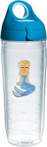 Tervis 1280563 Blue Sequins Mermaid Insulated Tumbler with Emblem and Turquoise Lid, 24oz Water Bottle, Clear