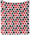 Lunarable Casino Throw Blanket, Card Suits Pattern with Clubs Diamond Shapes Hearts Spades Poker Gamble Theme, Flannel Fleece Accent Piece Soft Couch Cover for Adults, 60" x 80", Vermilion Black