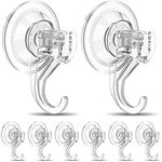 EAMOMORK Suction Cup Hooks for Shower, Large Clear Heavy Duty Suction Cup Hooks, Wreath Hangers for Front Door Window Glass Kitchen Towel Loofah Utensils (8 Packs)