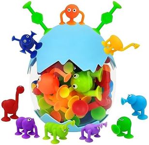 27 PCS Suction Toy Set, YEESON Silicone Bath Suction Toys, Montessori Suction Cup Toy Portable Dinosaur Eggshell Suction Toy for Educational Toys for Children Aged 3-8 Years